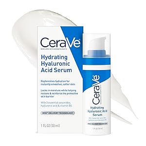 CERAVE HYALURONIC ACID SERUM FOR FACE WITH VITAMIN B5 AND CERAMIDES, HYDRATING FACE SERUM FOR DRY SKIN, FRAGRANCE FREE, 1 OUNCE