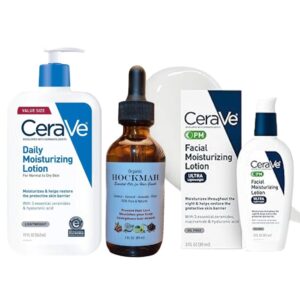 CERAVE DAILY MOISTURIZING LOTION, CERAVE PM FACIAL MOISTURIZING LOTION, ORGANIC HOCKMAH SCALP & HAIR STRENGTHENING OIL - (KIT HOCKMAH)