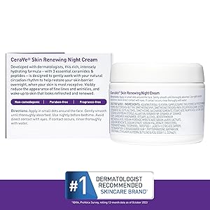 CERAVE SKIN RENEWING NIGHT CREAM, NIACINAMIDE, PEPTIDE COMPLEX, AND HYALURONIC ACID MOISTURIZER FOR FACE, 1.7 OUNCE, PACKAGING MAY VARY - Image 6