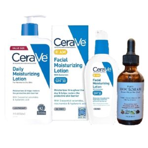 CERAVE DAILY MOISTURIZING LOTION, CERAVE AM FACIAL MOISTURIZING LOTION, ORGANIC HOCKMAH SCALP & HAIR STRENGTHENING OIL – (KIT ATLANTIC)